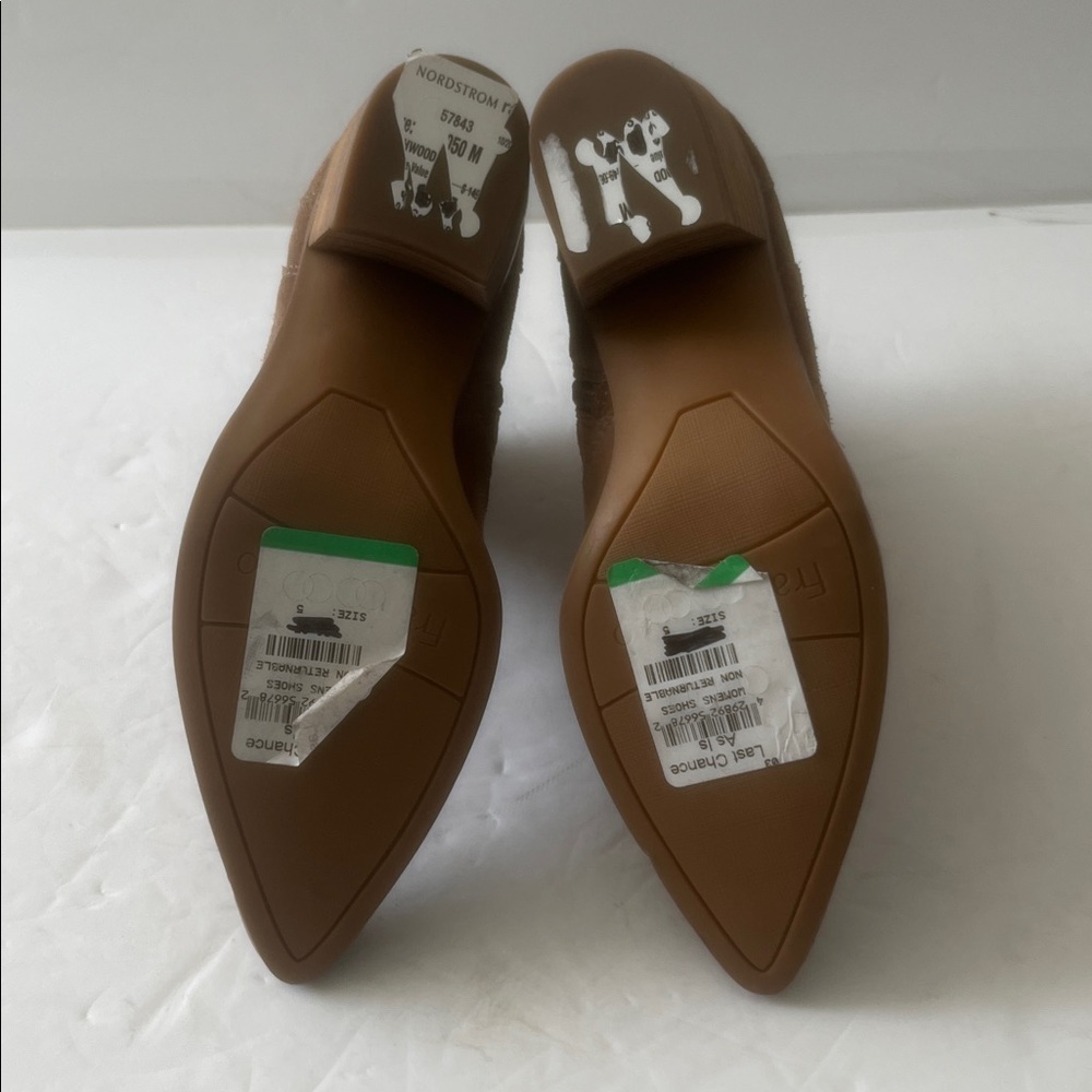 FRANCO SARTO $149 Sager Boots Tan Suede Chelsea Bootie Stacked Heel Size 5 NWT - Picture 8 of 8